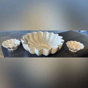 Red Wing Elegant White Ceramic Bowl with 2 Candleholders